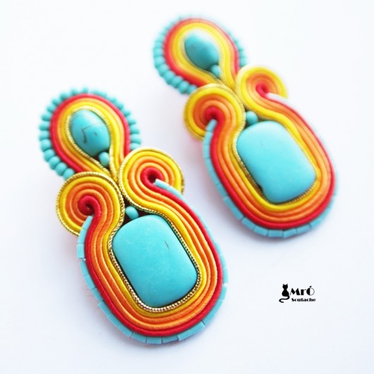Ogień i woda- kolczyki sutasz Mró Soutache