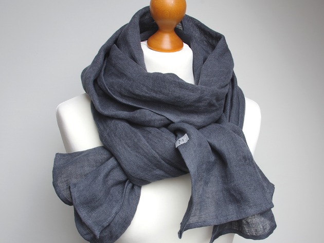 szale damskie Szal lniany damski, lniane szal na jesień, JEANS