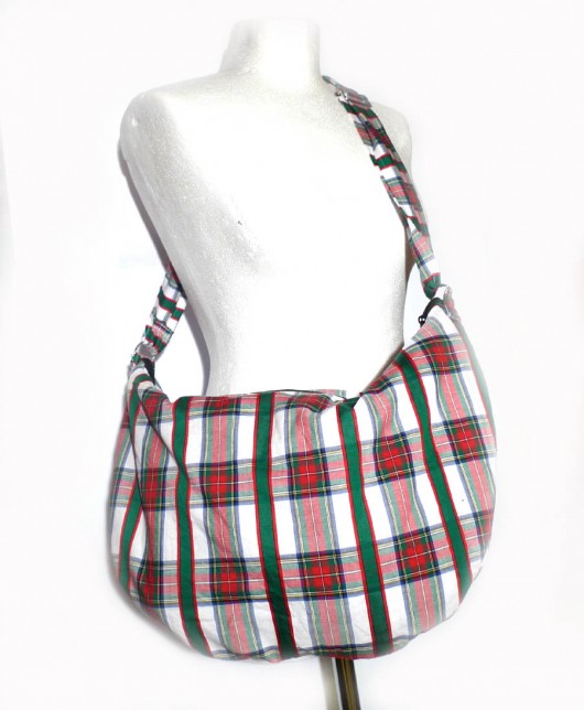 półksiężyc w zielono czerwona kratkę Maruna Upcycled