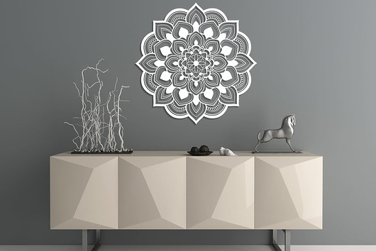 dekoracje - na ścianę AŻUROWY PANEL DEKORACYJNY, MANDALA, KWIAT, DEKORACJA ŚCIENNA 3D, ORNAMENT, 60