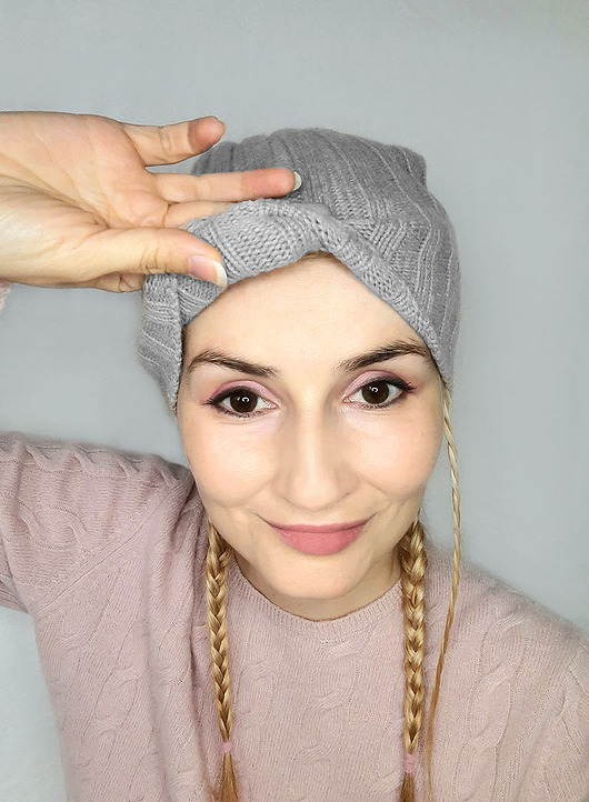 czapki damskie Czapka z kaszmiru100% mankietowa szara kaszmirowa czapka w prążki