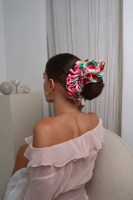 gumki do włosów Gumka do włosów kwiatowy wzór Scrunchie Maxi Hibiscus