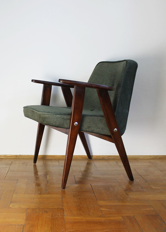fotele Fotel 366 Chierowski lata 60 PRL. Zielony