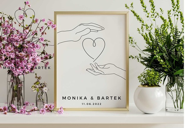 grafiki i ilustracje PLAKAT z dłońmi miłość ślub serce ręce