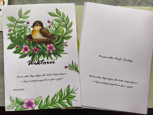 grafiki i ilustracje Ręcznie Obraz Pamiątka Chrztu Świętego personalizowana A4 prezent