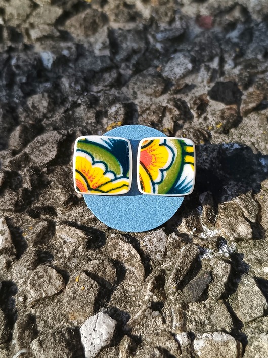 kolczyki ceramiczne Kolczyki ceramiczne w orientalne wzory