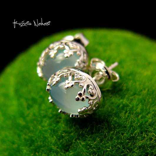 kolczyki z kamieniami Kolczyki Sztyfty Serenity - Agat Srebro owal