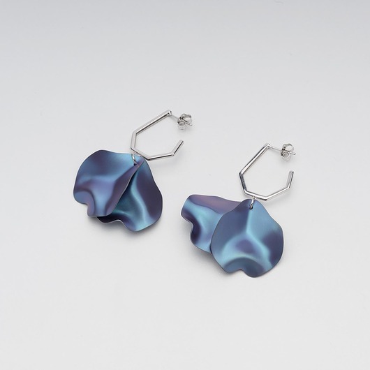 kolczyki srebrne Kolczyki srebrne 925 z tytanem niebieskim - TITANI