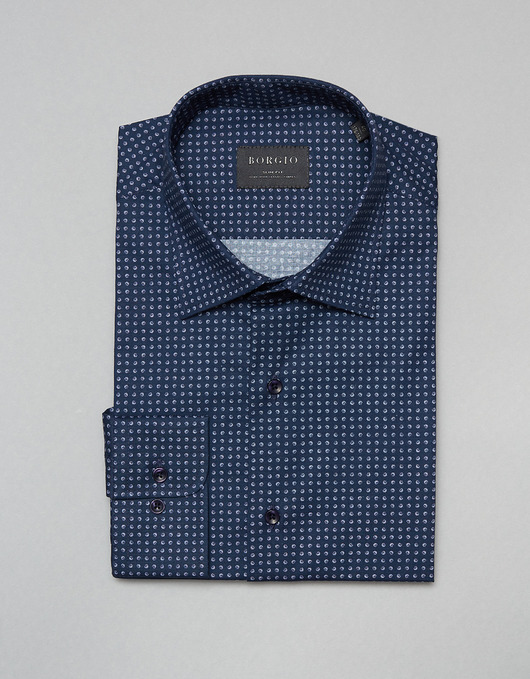 koszule męskie koszula 00322 dł. rękaw granatowy slim fit 176/182 39