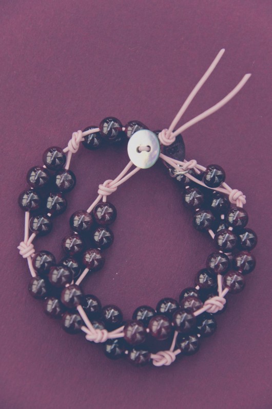 GRANAT W SKÓRZE bransoletka NOMAD ACCESSORIES