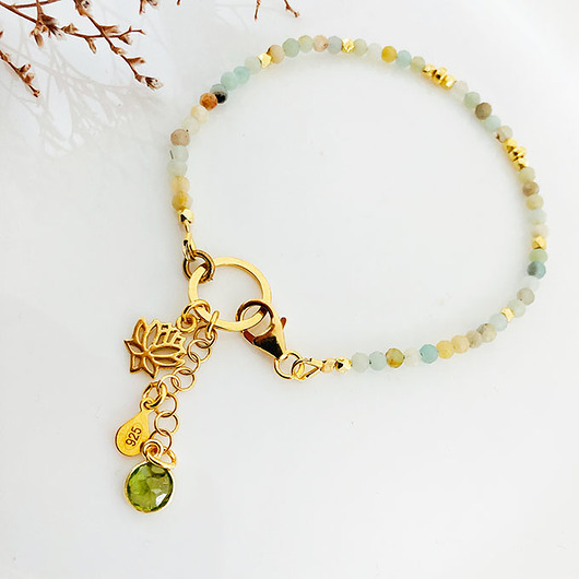 Bransoletka AMAZONIT, bransoletka z lotosem Anemon Atelier