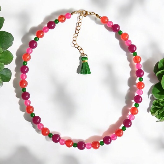 chokery Choker : summer fruits : kolorowy jadeit : choker z kamieni