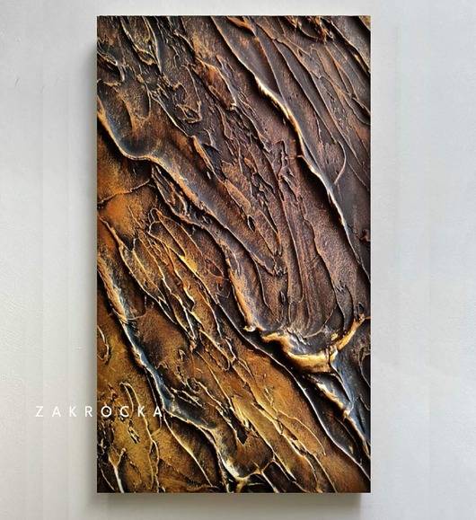 obrazy Efektowny duży obraz strukturalny abstrakcyjny płaskorzeźba 80x160cm