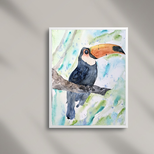 obrazy WYPRZEDAŻ SZTUKI! Akwarela Tukany oryginalny obraz 300g A3 30x40 cm