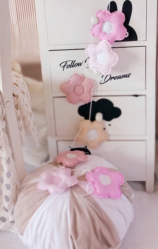 karuzele i girlandy do łóżeczka GIRLANDA zawieszka do pokoju dziecka KWIATY KWIATKI  babyshower
