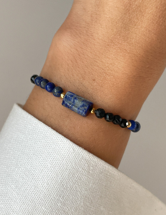 bransoletki z kamieni naturalnych Talizman Ochrony i Mądrości - czarny turmalin, lapis lazuli