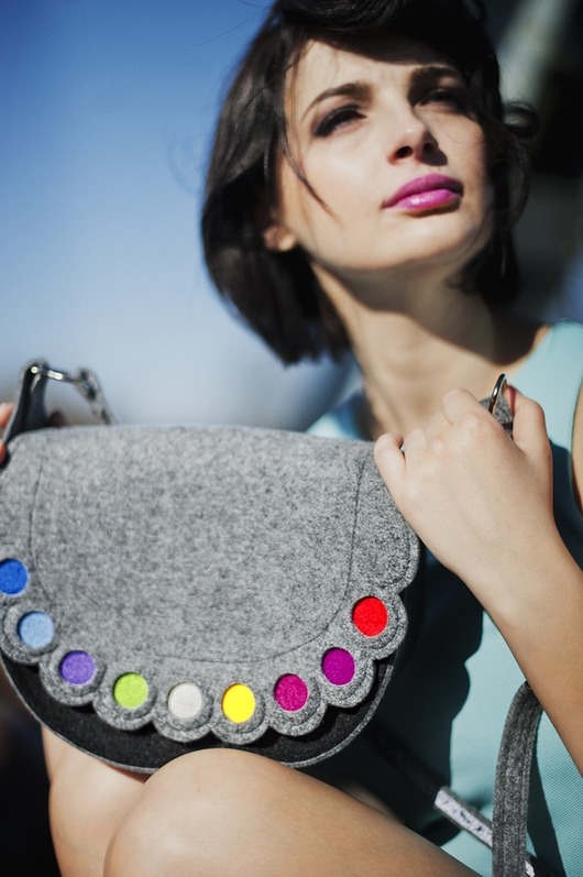 torby na ramię Kolorowa Listonoszka z filcu tęczowa