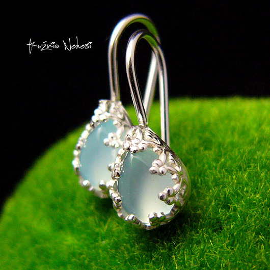 kolczyki wire wrapping Kolczyki Serenity- Agat Srebro Łezka