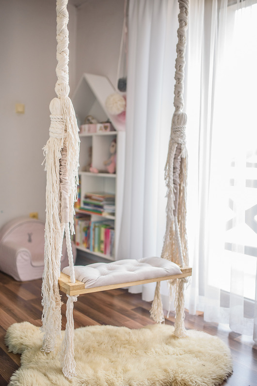 zabawki - inne Stylowa huśtawka LARGE 70CM na linach dla dzieci