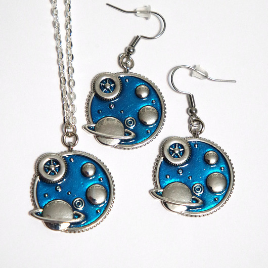 komplet biżuterii Komplet - Kosmos - kolczyki i naszyjnik