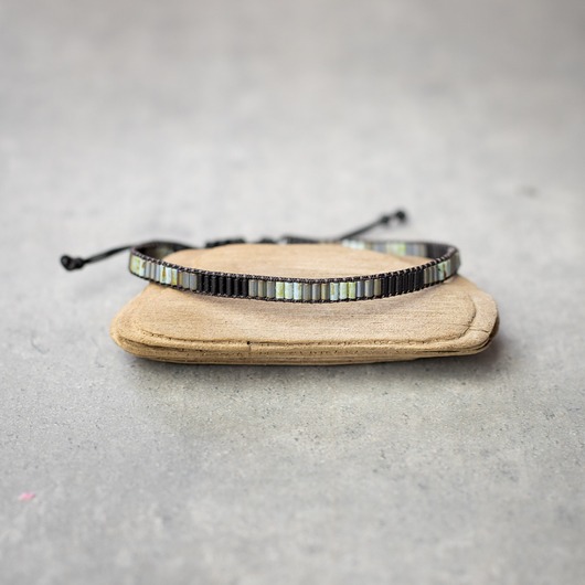 biżuteria męska Bransoletka męska z koralikami - czarno-szaro-zielona