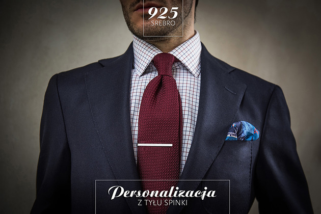 Biżuteria ślubna Srebrna spinka do krawata z Twoją personalizacją
