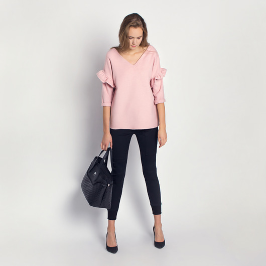 bluza bez kaptura damska Bluza z falbanką