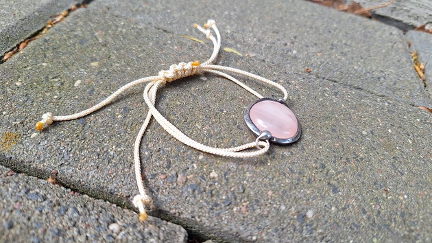 bransoletki wire wrapping Kwarc na lato  - bransoletka sznurkowa