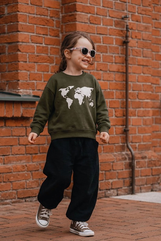 bluzy dla chłopców Bluza dziecięca Mapa świata - zielona
