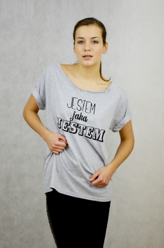 JESTEM - Koszulka Oversize szara T-shirt GAU great as You