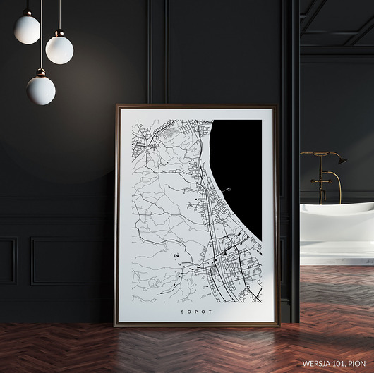 Sopot - mapa miasta na prezent PLAKATY GEOMETRYCZNE