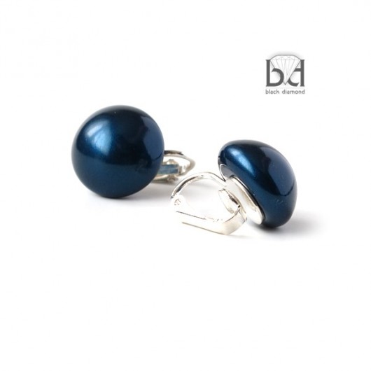 Klipsy z dużą perłą kryształ Swarovski Black Diamond