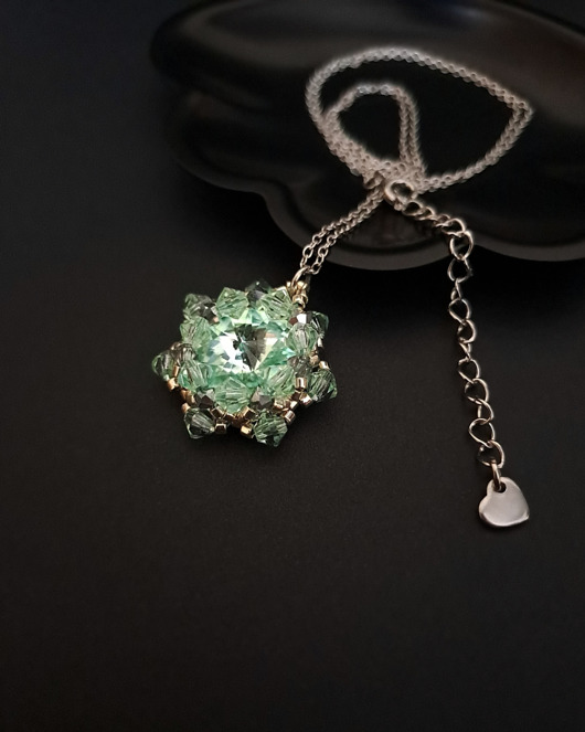 naszyjniki - inne Naszyjnik "Chrysolite Maxima" z kryształami Preciosa
