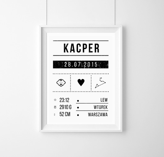 Metryczka Narodziny DzieckaA4 wejustlikeprints