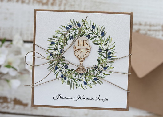 kartki na komunię Oryginalna pamiątka kartka komunijna - Pierwsza Komunia Święta