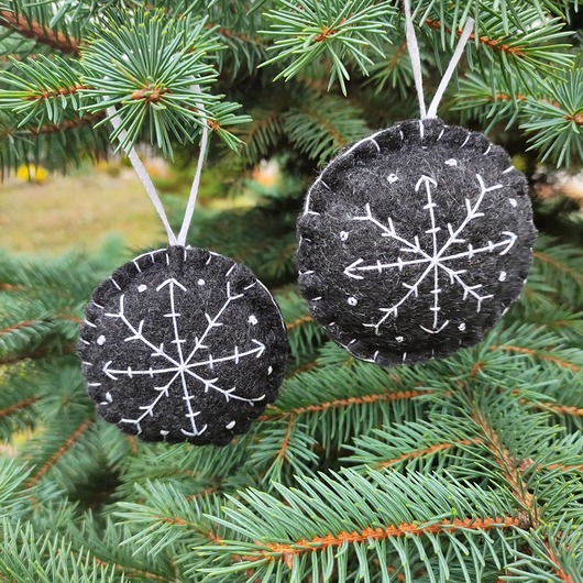 ozdoby choinkowe Ozdoby na choinkę, wyszywane bombki filcowe