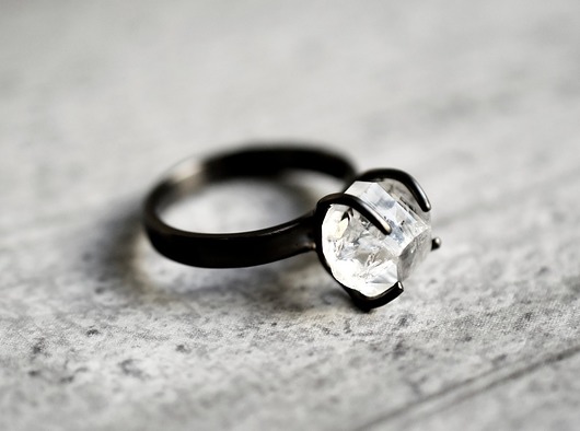 Rodowany pierścionek "Diamenty z Herkimer" MadamLili