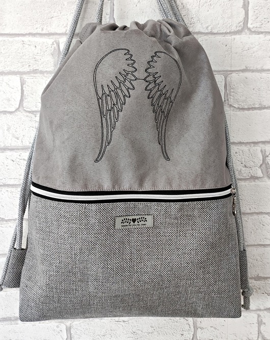 plecaki Worek ze skrzydłami z kieszonką na suwak