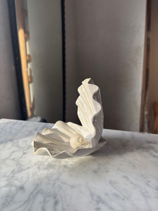 pojemniki na biżuterię Ceramiczna Muszla Muszelka Skarbiec z Perłą na Biżuterię Pearl White
