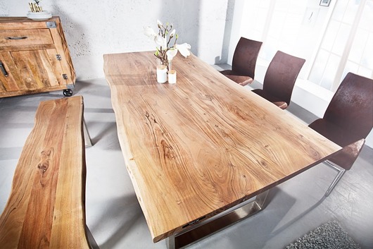 Stół drewniany akacja 160x90cm stalowa podstawa Home Design