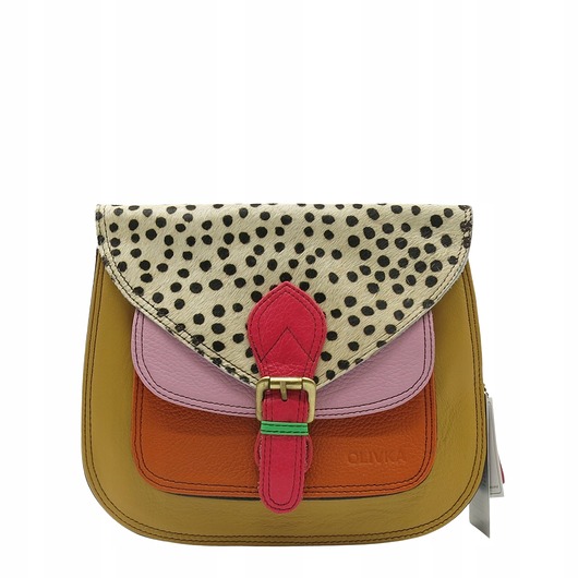 torby na ramię Torebka listonoszka elegancka regulowany pasek skórzana kolorowa OLIVKA