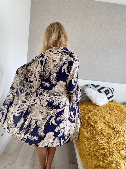 piżamy damskie Szlafrok narzutka kimono z wiskozy