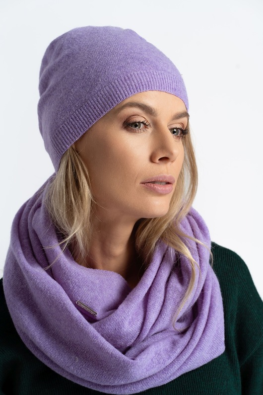 czapki damskie Wełniana czapka w kolorze wrzosowym uniwersalny