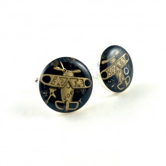 spinki do mankietów SPINKI - Aviator golden (black)