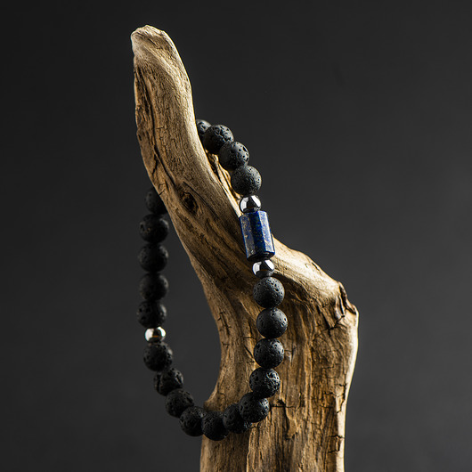 Bransoletka męska lapis lazuli / lawa b.muszyński