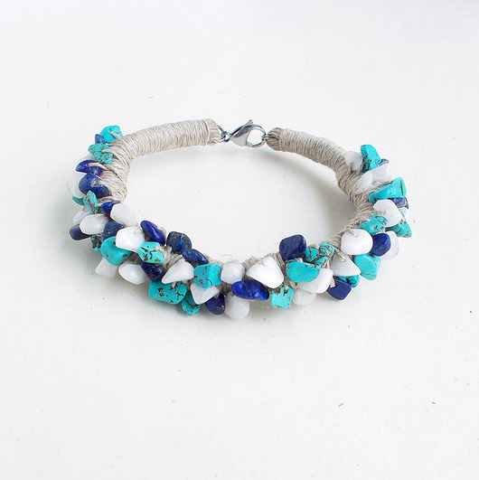 bransoletki z kamieni naturalnych Zima Bransoletka lniana