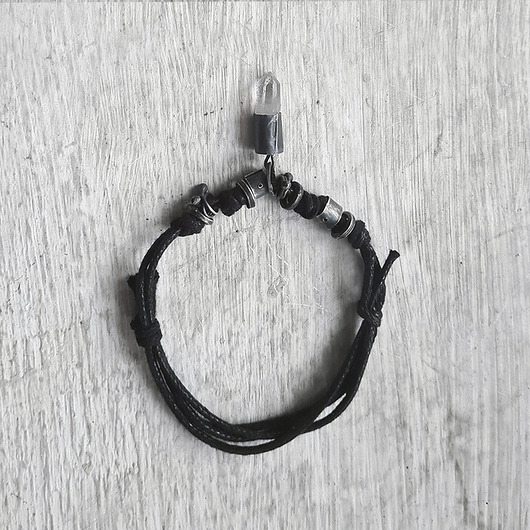 bransoletki srebrne Bransoleta srebro bawełna i kryształ górski M25-1