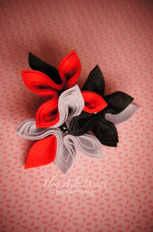 Red Black Grey FlowerFelt Design