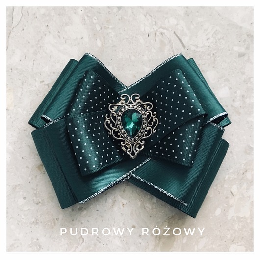 Brosza  Zielona z kamieniem NEW Pudrowy Różowy