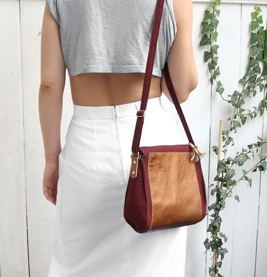 torebka midi - golden&burgundy colour- elfagado